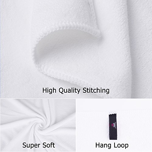 JML Microfiber Bath Towels, Bath Towel Sets (6 Pack, 27" x 55") - Extra Absorbent and Fast Drying, Multipurpose White Microfiber Towel for Bath, Beach, Pool, Sports, Yoga