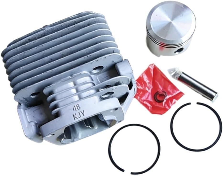 Cylinder Piston Kit 48mm with Gasket Fit for 1E48F 48F 63CC 2 Stroke Engine Motor Earth Auger Power Drills Parts(NO Cylinder Gasket)