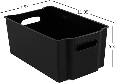 Miniatura 3 de Paquete de 4 cestas de almacenamiento de plástico apilables color negro