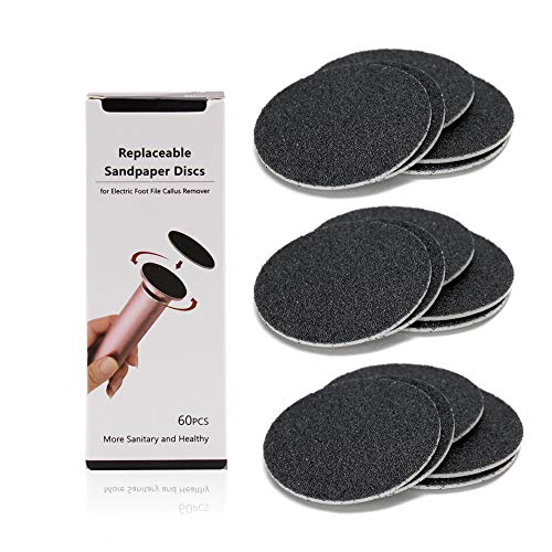 60pcs Replacement Pads Self-adhesive Sandpaper Discs Disk (Fine 180 Grit) for Pedicure Electric Foot File (Grit 180)