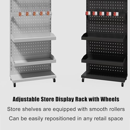 Heavy Duty Pegboard Panels Display Stand - Commercial Grade Metal Retail Shelf for Snacks & Office Supplies, Durable PegBoard Organizer for Grocery & Easy Access