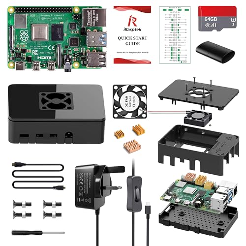 Image of iRasptek Starter Kit for Raspberry Pi 4B 4GB RAM - 64GB SD Card Edition