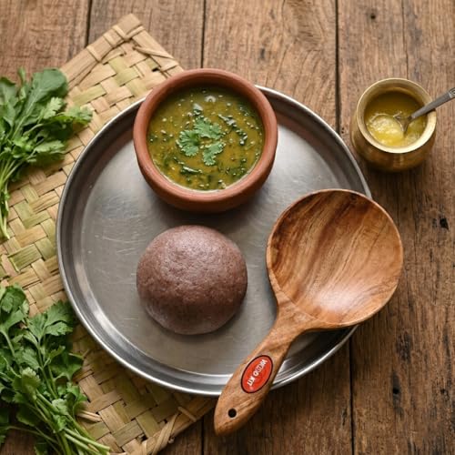 Image of Neem Wood Ragi Mudde Shaper | Traditional Ragi Sangati Maker & Millet Ball Ladle | Heat Resistant & Ergonomic 10 inch Design | Eco-Friendly, Non-Toxic & Antibacterial Brown 24.5 cm