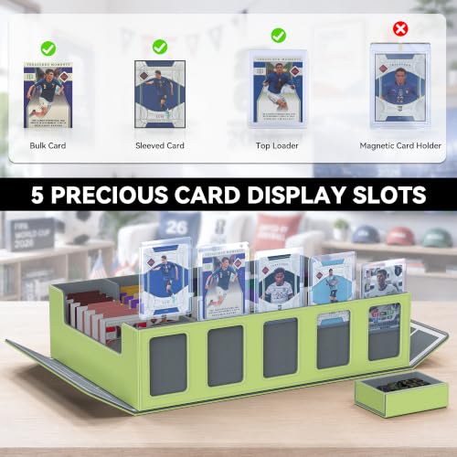 Image of Kabinka Soccer Card Storage Box with Window Display, 5-Row Sport Card Storage Box, 3900+ Card Deck Box for Soccer Sports Card TCG, 5 Top Loaders, 5 Stoppers, 48 Dividers, 1 Dice Tray (Soccer 3)