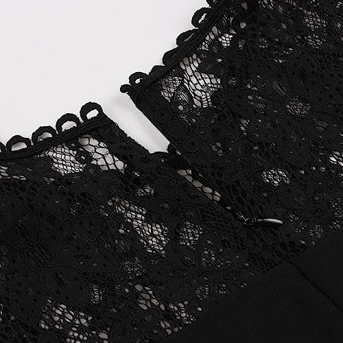 Image of 1950s Dresses for Women Vintage Elegant Short Puff Sleeve Polka Dot Patchwork Knee Length Cocktail Party Dress