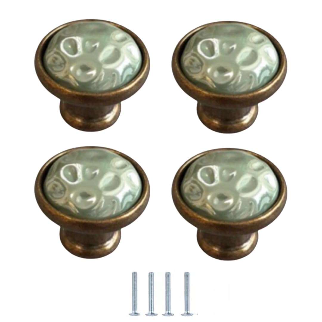 Lqzaxsrdr Green Ceramic Cupboard Drawer Handle Knobs, Ceramic Door Knobs 4 Pcs 35Mm Multicolor Cabinet Drawer Handles(Green)