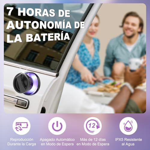 mumisuto Altavoz Bluetooth Magnético, Altavoz Portatil con Sonido Envolvente 3D y Luce RGB, Bluetooth Speaker Inalámbrico Impermeable IPX5, con Soporte para Movil, TWS Emparejamiento - imagen 5