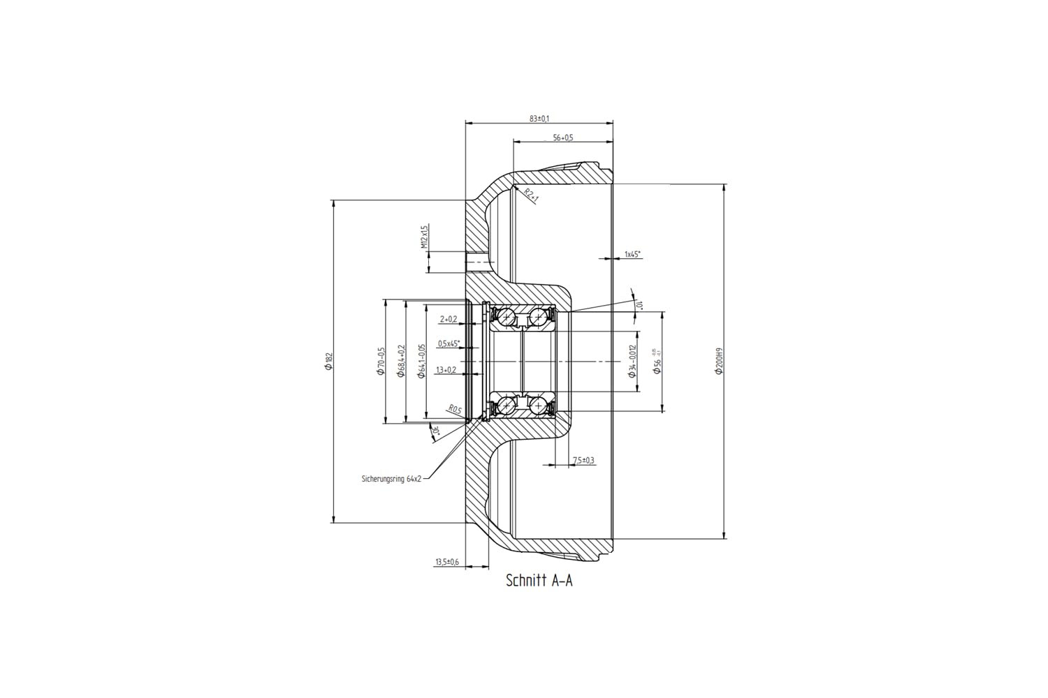 UNITRAILER Knott Tambour de Frein Remorque 200x50 avec Entraxe 4x100, Roulement Compact Double Rangée, Écrou et Cache-Moyeu Inclus pour Essieu Freiné de Remorque et Caravane