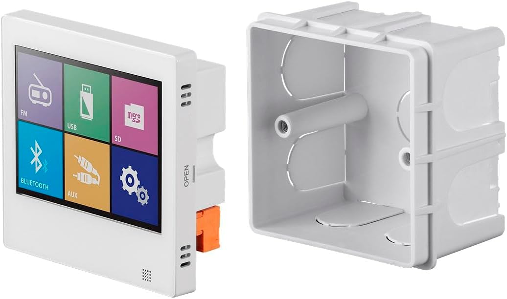 Monoprice Wall Mount Music Amplifier – 40 Watts, with Touch Screen Bluetooth 4.1, Line Level Aux, FM Radio, and Wireless IR Remote – Commercial Audio Monoprice Wall Mount Music Amplifier – 40 Watts, with Touch Screen Bluetooth 4.1, Line Level Aux, FM Radio, and Wireless IR Remote – Commercial Audio