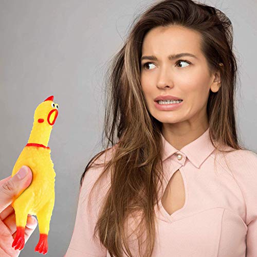 meekoo 6 Packung Gummi Schreiend Hühner Spielzeug Gelb, Quietschen, Neuheit und Dauerhaft, Schrillen Dekompression Werkzeug Gadgets