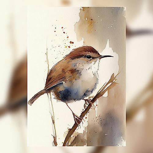 Affiche oiseau aquarelle pour salon et chambre : décoration murale zen sur toile 40x60cm