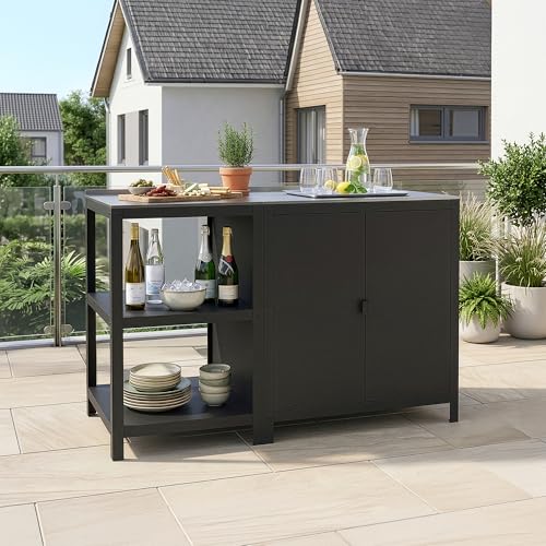 casa.pro Set de Meubles de Jardin Étagère d'Extérieur et Armoire de Jardin Rangement pour Terrasse Balcon Garage Atelier Compartiments Ouverts et Fermés...