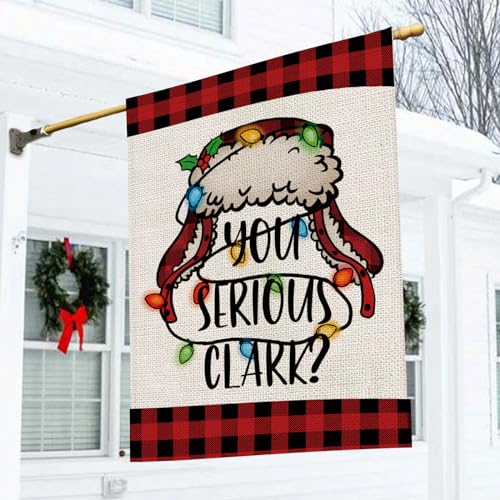 Christmas House Flag Xmas Vacation Double Sided Burlap Funny Hat Buffalo Plaid Winter Holiday Decorations Yard Lawn Outdoor Decor 28 x 40 Inch by GPGHE - Image 6