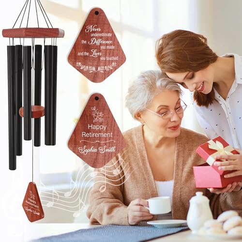Image of Retirement Wind Chimes Personalized, Retirement Gifts for Woman /Man, Teachers /Worker, Customized Wind Chimes, Decorative Wind Chimes Outdoor