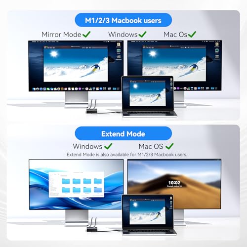ACASIS USB C to Dual HDMI DisplayLink Adapter, 4K@60Hz, 2 HDMI & 3 USB-A Ports, 100W PD Charging, USB C DisplayLink Docking Station for Mac M1/M2/M3/Windows,USB A/C to Dual Monitor Adapter (Black) by ACASIS - Image 5