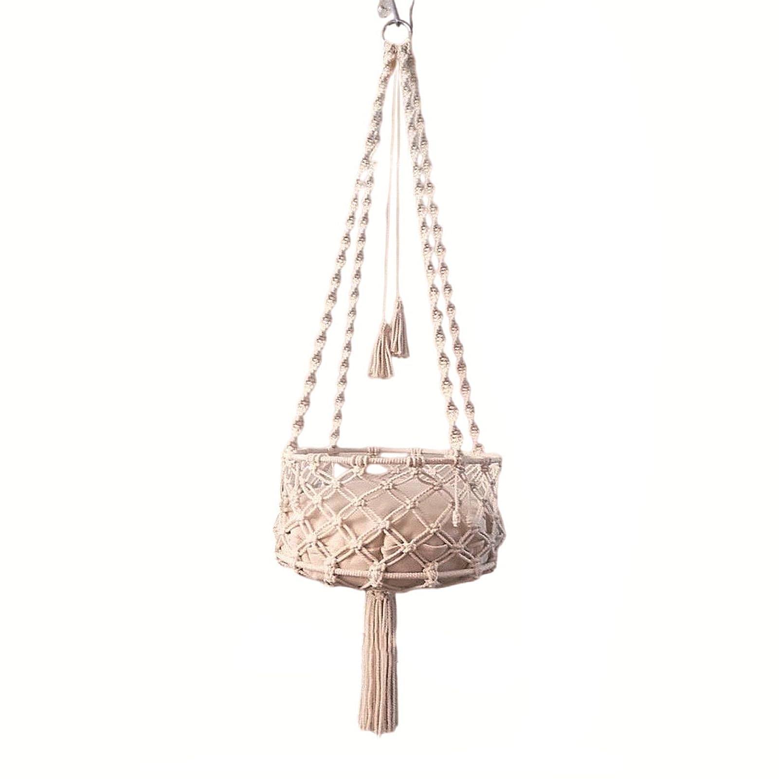 MISNODE Macrame Cat Hammock Bed, Handwoven Cats Bed with Cushion, Hanging Indoor Boho Kitten Swing Beds for Playing Sleeping, Handwoven Boho Cat Swing with Hanging Kit for Indoor