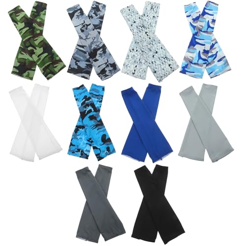 Mangas de brazo secado rápido y elásticas Lurrose camuflaje 10 pares