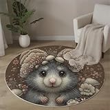 DOUX ET CONFORTABLE: le devant du tapis rond est composé d'un poil court doux qui ne peluche pas, ce qui le rend durable et agréable au toucher. Ce tapis à poils courts peut éliminer autant que possible le froid du sol de la pièce et vous offrir un espace de vie confortable et chaleureux