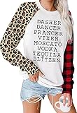 essential cocoon Womens Reindeer Alcohol Christmas Sweatshirt Dasher Dancer Prancer Vixen Moscato Vodka Blitzen Xmas Pullover(M,Leopard-1)