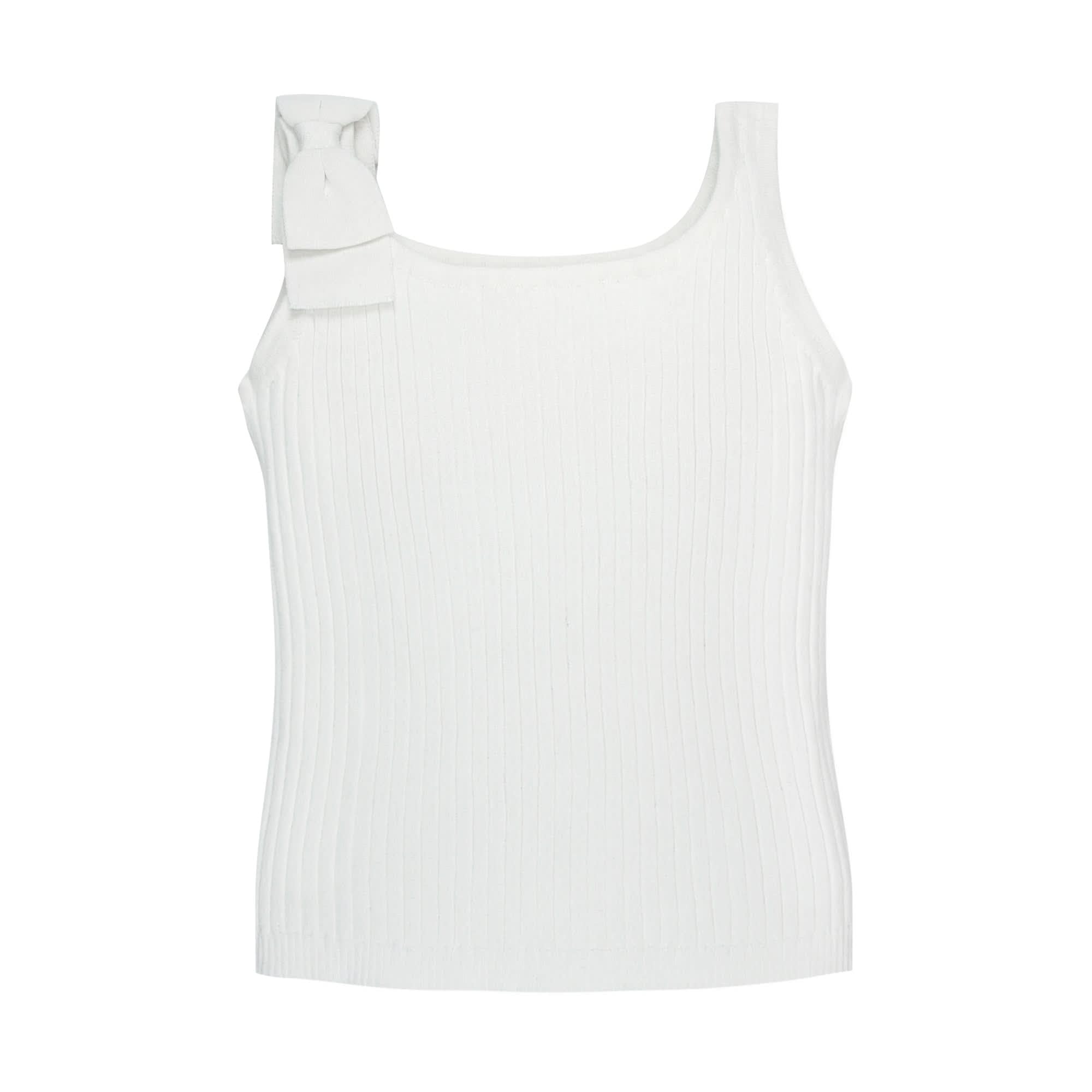Hope &amp; Henry Girls' Pointelle Sweater Tank with Bow Shoulders