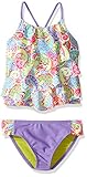 YMI Girls' Tiki Two Piece Flounce Top Swimsuit