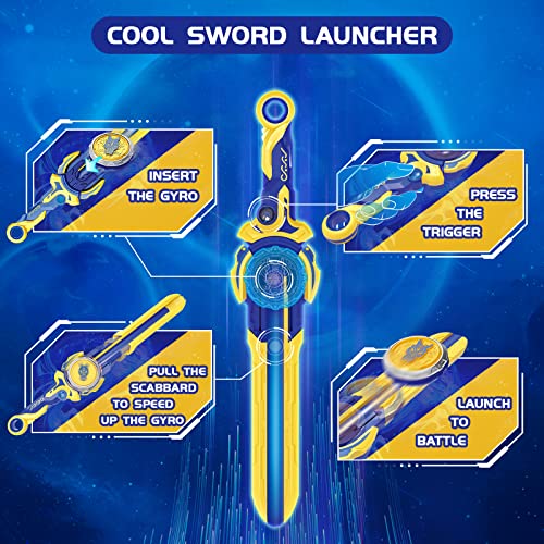 Infinity Nado Battling Top Burst Gyro Toy, Spinning Top W/ Sword Launcher, Battle Game Set Toys For 5 6 7 8 9 10 Years Old Boys Girls, Gifts For Boys Girls Kids - Fury Wave Dragon #TOP2