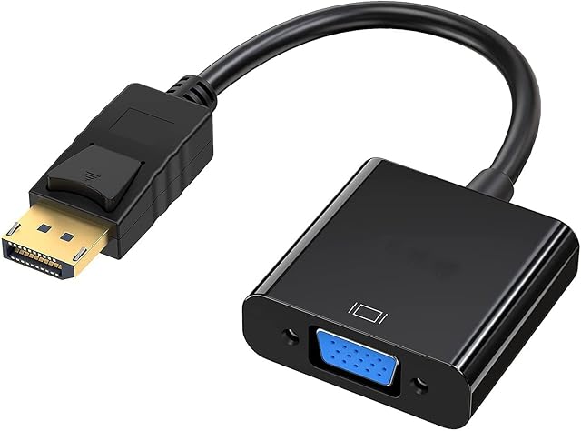 DisplayPort to VGA Adapter, Gold Plated DP to VGA Male to Female Adapter, Compatible with Computer, Desktop, Laptop, PC, Monitor, Projector, HDTV (1)