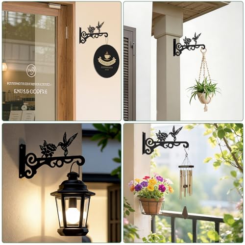 Jerhyun 2 Stück Blumenampel Halterung, 25cm Eisen Wandhaken, Haken Für Blumenampel Geeignet zum Aufhängen von Blumentöpfen, Vogelhäuschen und Windspielen Dekoration von Gärten Balkonen(Schwarz)