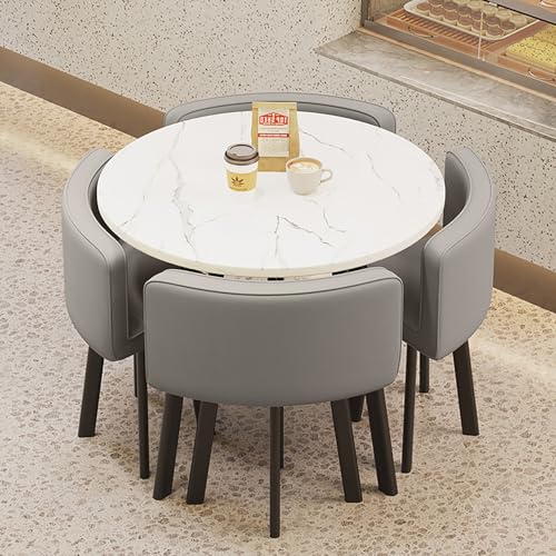 Juego de mesa de comedor con 4 sillas, mesa de cocina compacta y banco para espacios pequeños, perfecto para comedores y cocinas