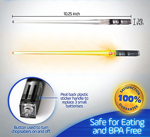 Chop Sabers Light Up Lightsaber Chopsticks, 1 Pair, Orange #TOP4