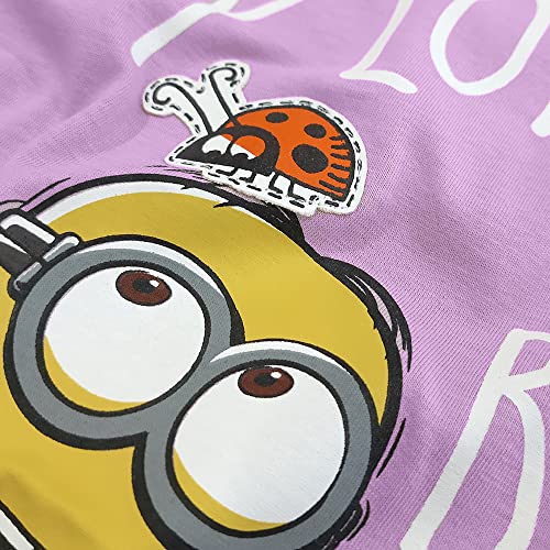 Image of Kidsville Minions Printed Regular Fit Purple Cotton Girl's T-Shirt
