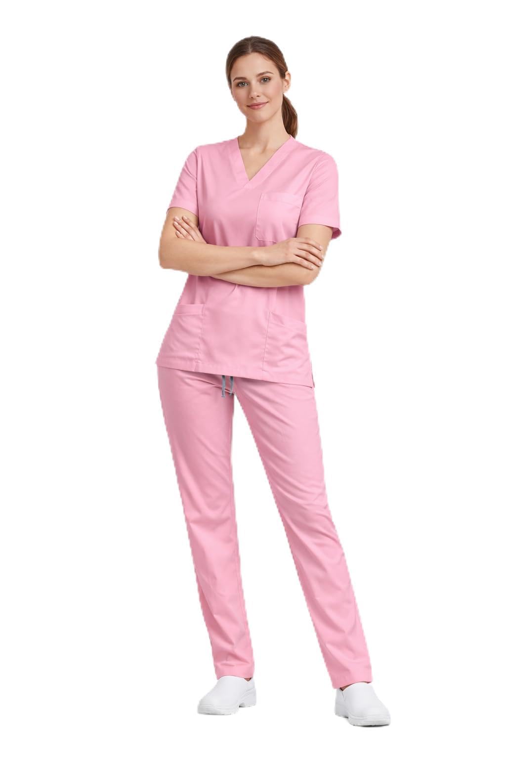 OSSCMPT- Divisa Sanitaria Premium Unisex – Completo Medico con Casacca e Pantalone in Cotone Stretch
