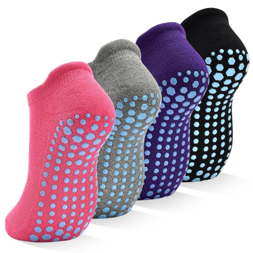 SkiBeaut Grips Non Slip Socks for Women, 4 Pairs Yoga...