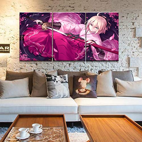 Bande dessinée mignon et sexy imprimée sur toile 3 panneaux pour style intérieur unique