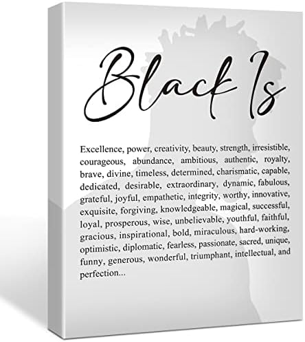 Inspirational Quote Black is Excellence Canvas Poster African American Man Print Painting for Home Office Wall Art Decoration 11.5 x 15 inch (Framed)