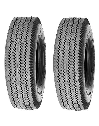 Deli Tire Set of 2 Tires, 4.10/3.50-6 Tubeless 4 Ply Rated Sawtooth Rib Lawn Garden Tires