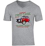  TEESANDENGINES Autobianchi A112 Abarth 1 T-shirt grigia con scollo a V Grigio S
