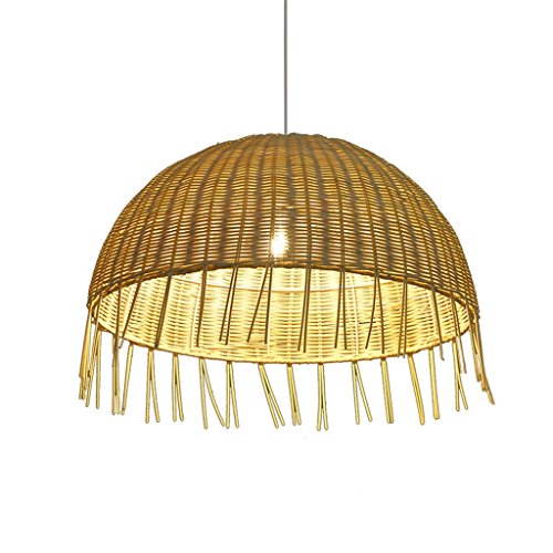 Lustre en rotin et fer forgé GZ Décoration suspension luminaire rétro pour bar et café