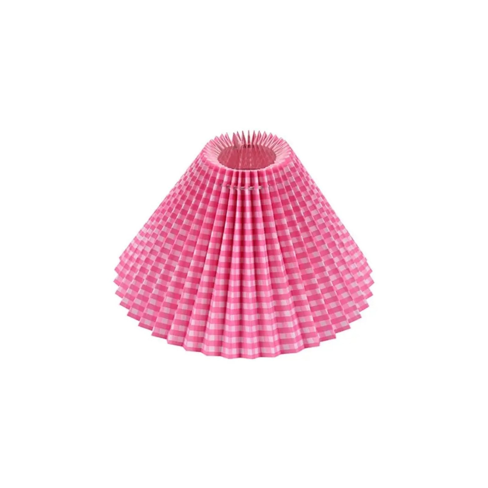 Luxemetals Pink-Checkered Style Pleated Lampshade For E27 Bulbs - Minimalist Chandelier Cover For Home Decor(Pink-Checkered Style)
