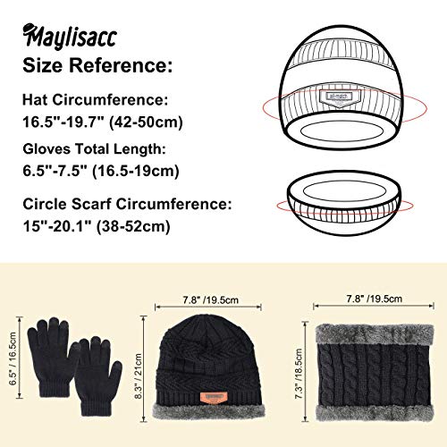 Image of MAYLISACC Kids Winter Knitted Hat and Fleece Neck Warmer Scarf Set for Boys Girls Age 5-10