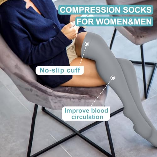 Image of Bluemaple Thigh High Compression Socks for Women and Men Circulation(3 Pairs) Over the Knee-Best Support for Running,Travel