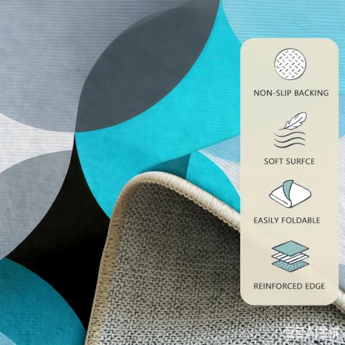 Tapis géométrique blanc de designer au motif cercles irréguliers - 5