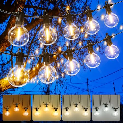 Zuske Festoon Lights Outdoor 15m/50FT, Outdoor String Lights Mains Powered, Led Strip Lights Waterproof IP65 with 25+2 G40 Globe Shatterproof Bulbs/4 Lighting Modes for Garden Outside Indoor