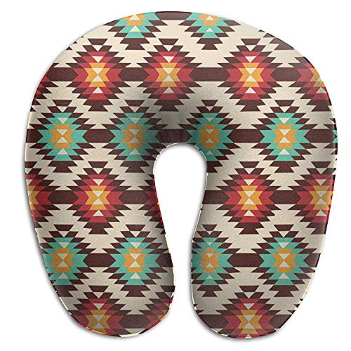 NAN TIAO Almohada de Viaje Patrón Nativo Americano: Cuello de Descanso súper Acogedor, mentón, Almohadilla para la Cabeza, Almohada Lavable en Forma de U para niños y niñas, Nota
