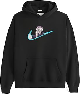 تي شيرت بغطاء للراس بتصميم انيمي ياباني جوجوتسو جوجو يوجي ميغومي توج مطرز - انمي جوجتسو كايزن تصميم بالخيوط على الهودي او توتي باج تيشرت مقاس 48 S