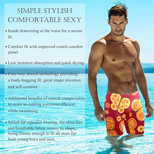Jammers de natación para hombre con estampado de mariposa naranja talla S 3