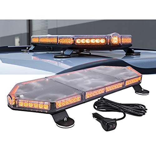 LAMPHUS NanoFlare NFMB80 26" 80W Amber LED Strobe Mini Light Bar [SAE Class 1] [63 Flash Modes] [12ft Cord] [Magnet or Permanent] Yellow Flashing Emergency Warning Light Bar for Truck Vehicles