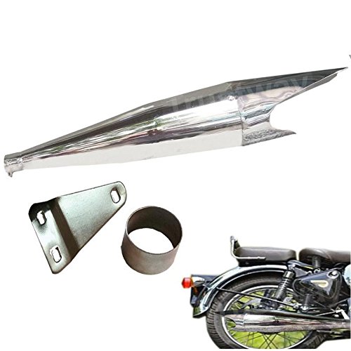 Dhe Best SIL131 Bike Bullet Shark Silencer Exhaust with Glasswool Filter Full Black for RE Classic 350-image-35