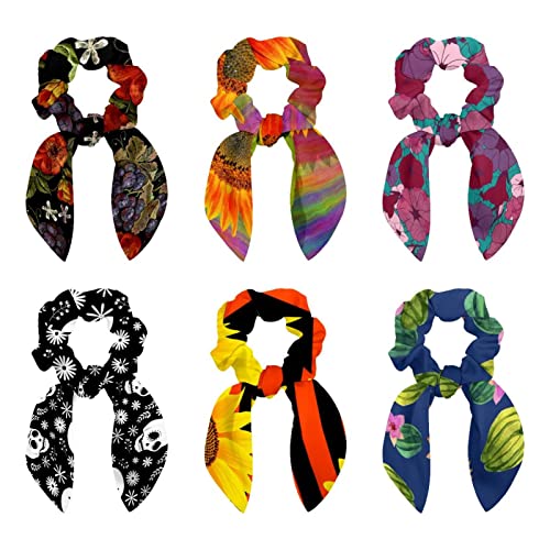 Chouchou cheveux nœud papillon lot de 6 élastiques tournesol colorés