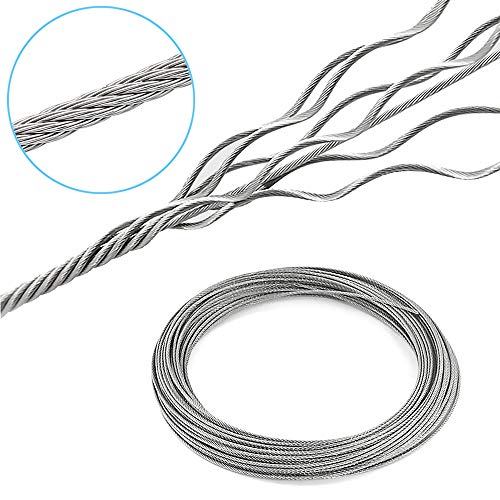 Amadget Stainless Steel Wire Rope, 316 Marine Grade Cable Railing Kit, Aircraft Wire Rope & Picture Hanging Kit For Railing, Decking, Boat Marine Hardware (1/16" X 33 Feet) #TOP3